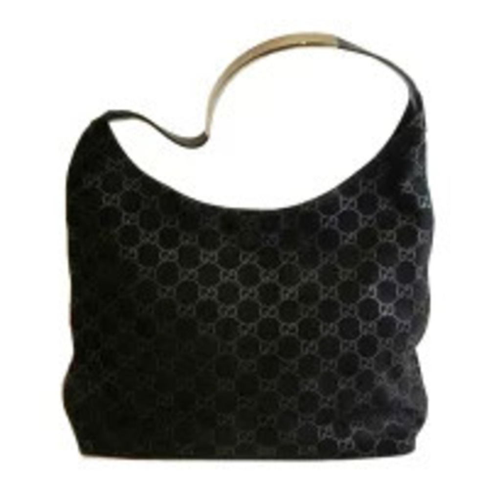 GUCCI GG Suede Hobo Bag Black